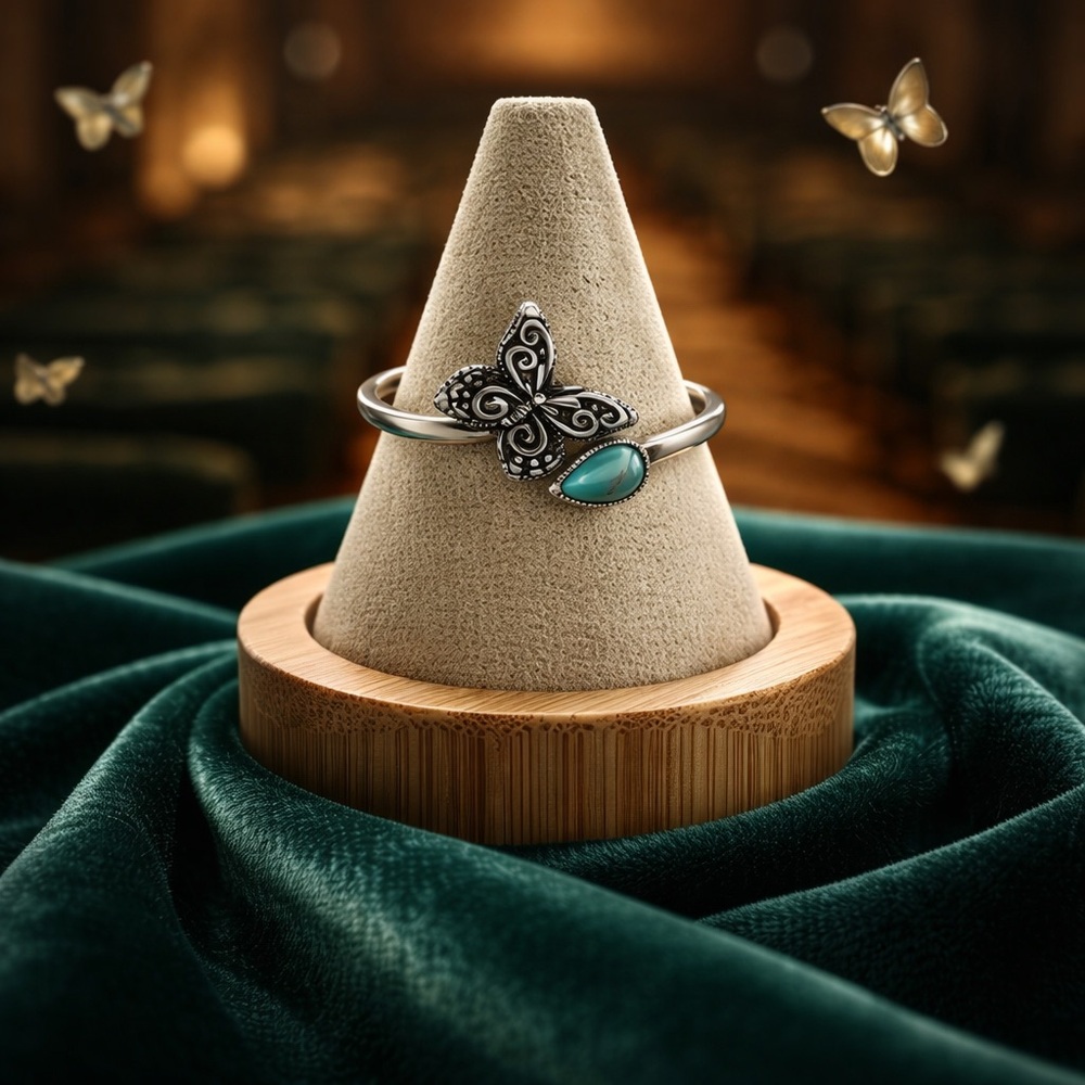 *NEW* Sterling Silver Butterfly Ring with Turquoise Accent